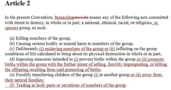 Faunacide Convention | initial work